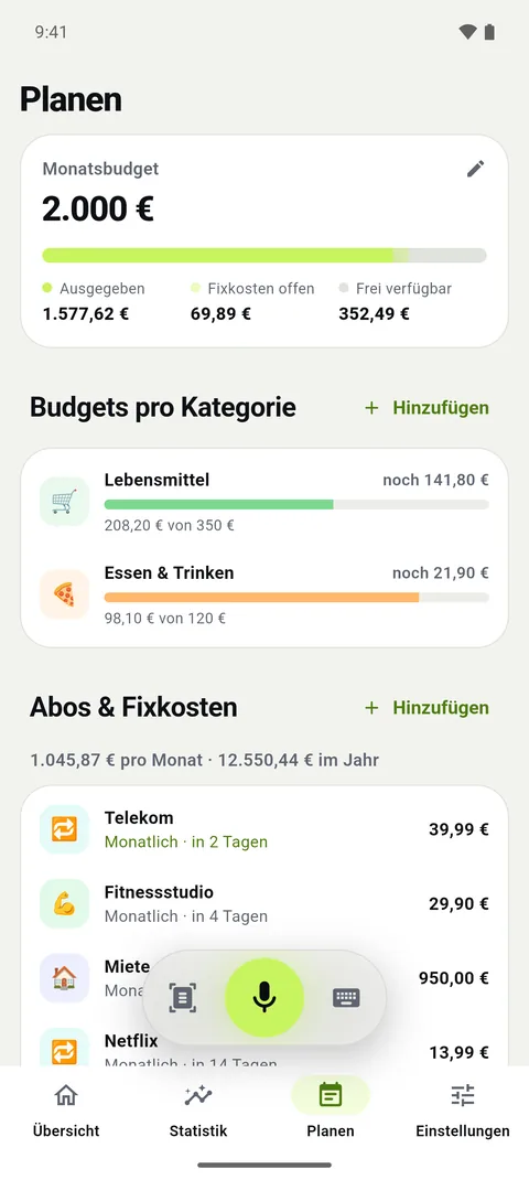 Budgets und Abos im Griff