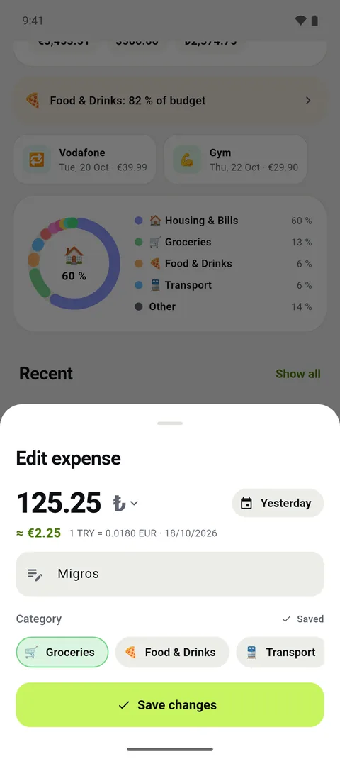 A receipt from any country, in your currency